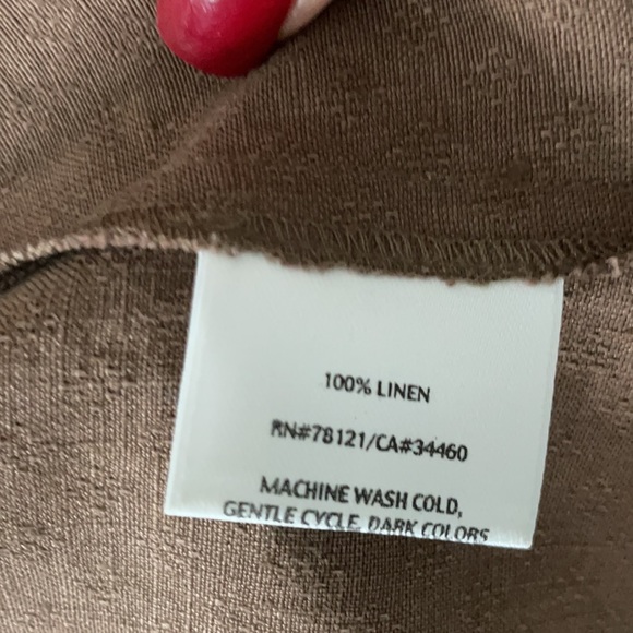 Eileen Fisher 100% Linen Boxy Cropped Brown Shirt size S - Picture 10 of 13